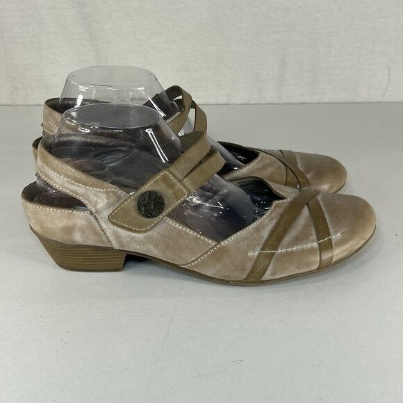 Remonte Mary Jane Leather Comfort Shoes Women's 11.5 EU 42 Hook & Loop Beige - Picture 1 of 8